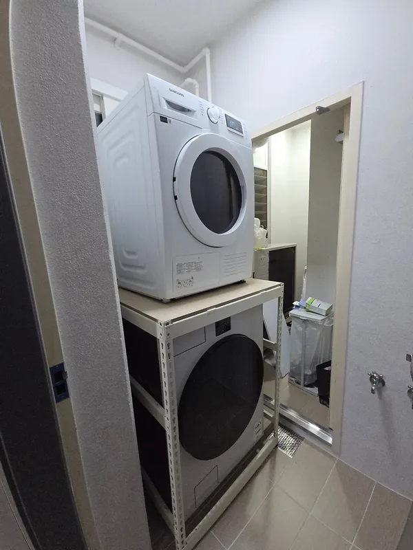 기종이 다른 세탁기·건조기 랙 설치 시공 후